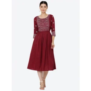 PID-63368-Women-s-Casual-Rayon-3-4th-Sleeves-Dress-Maroon-1-1000x1000-1.webp