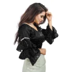 PID-65848-Women-s-Layered-Ruffle-Sleeve-Organza-Solid-V-Neck-Readymade-Blouse-Black-Free-Size-up-1000x1000-2.webp