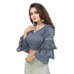 PID-65851-Women-s-Layered-Ruffle-Sleeve-Organza-Solid-V-Neck-Readymade-Blouse-Grey-Free-Size-up-t-1000x1000-1.webp