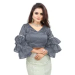 PID-65851-Women-s-Layered-Ruffle-Sleeve-Organza-Solid-V-Neck-Readymade-Blouse-Grey-Free-Size-up-t-1000x1000-4.webp