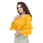 PID-65860-Women-s-Layered-Ruffle-Sleeve-Organza-Solid-V-Neck-Readymade-Blouse-Yellow-Free-Size-up-1000x1000-3.webp