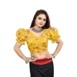 PID-65867-Women-s-Puff-Sleeve-Organza-Printed-V-Neck-Readymade-Blouse-Mustard-38-Alterable-up-to-1000x1000-4.webp