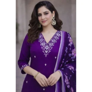 PID-65971-Women-s-Chanderi-Silk-Ethnic-Motif-V-Neck-Three-Quarter-Sleeve-Kurti-With-Pant-Dupatta-Se-1000x1000-1.webp